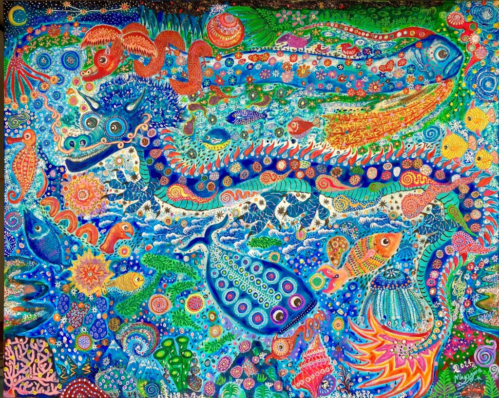 世界に一つだけのアートを飾る】独特でカラフルな世界観の絵を描く画家 
